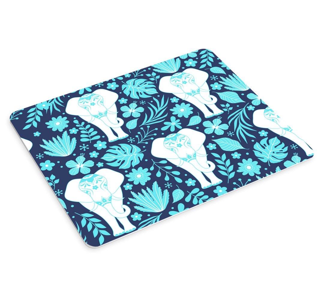 Elefantes florales azules más alfombrillas de ratón - TenVinilo