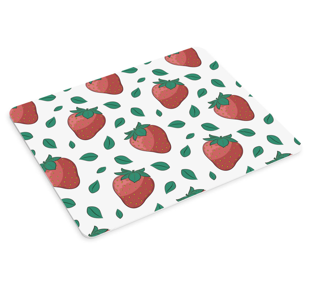 Mauspad originell Leuchtend saftige erdbeeren grüne blätter - TenStickers