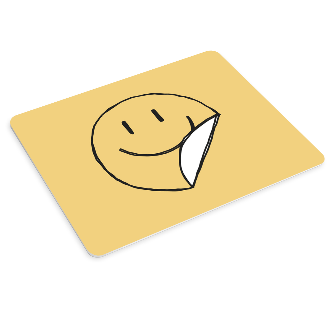 Yellow smile crayon face  original mouse pad - TenStickers