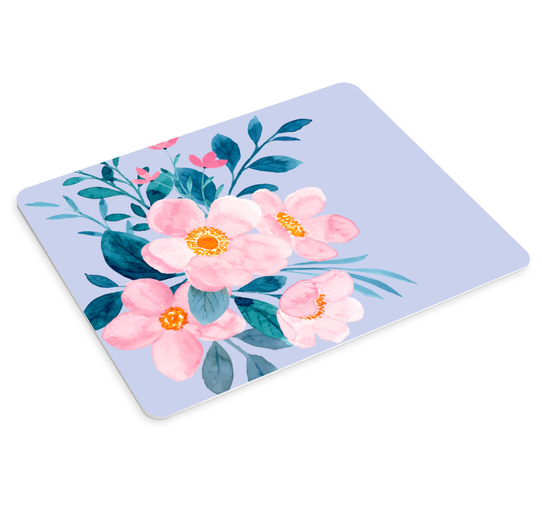 Pink flowers over purple original mouse pad - TenStickers