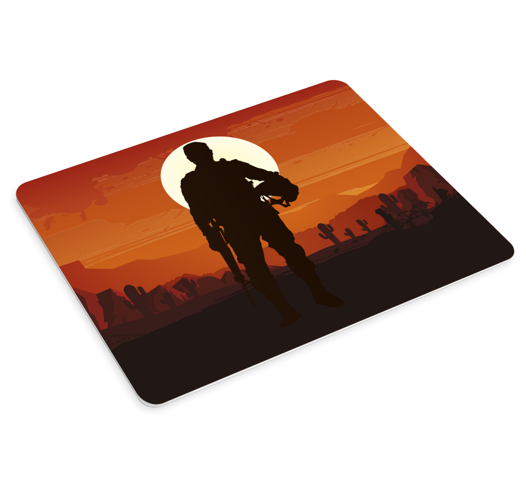 Bir gün batımı oyun mouse pad tarafından asker - TenStickers