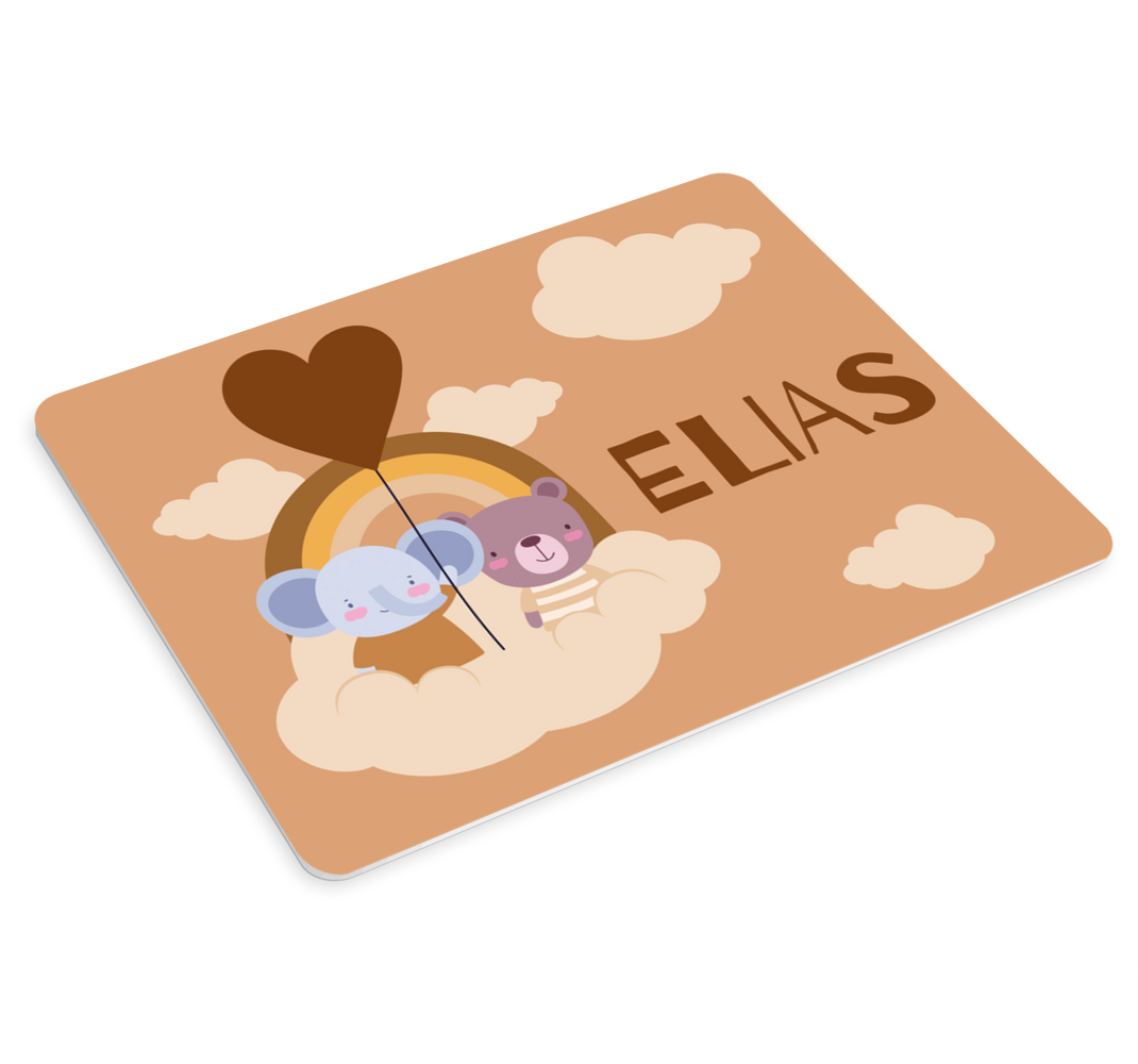 Alfombrilla ratón personalizable Globo beige con lindo oso y elef - TenVinilo