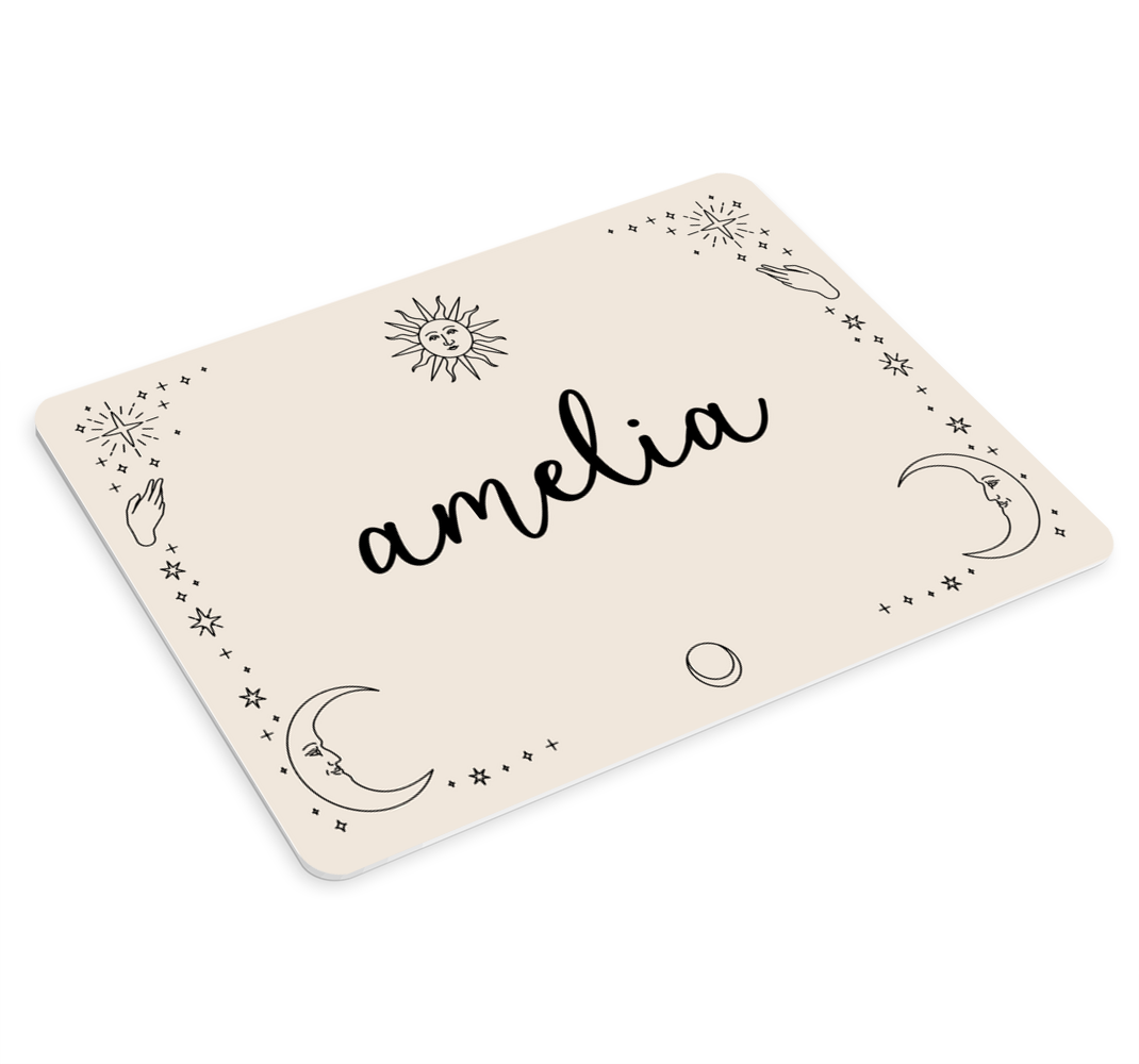 Navn beige baggrund personlig musemåtte - TenStickers