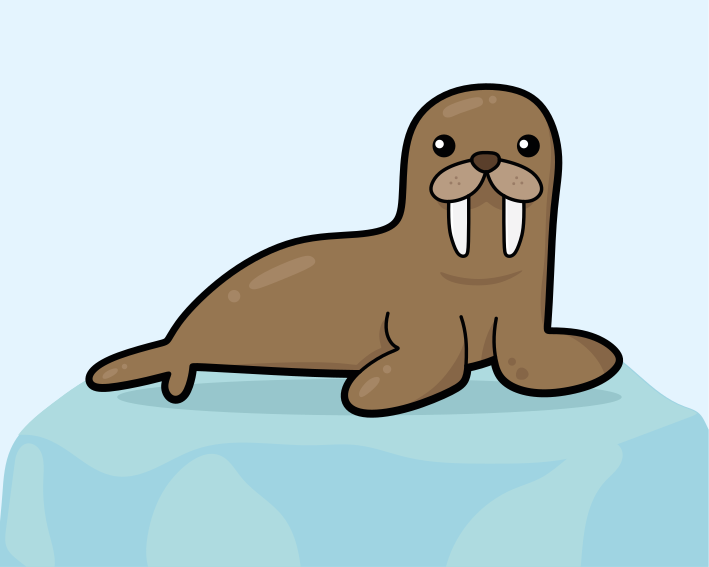 Cartoon walrus with blue background original mousepad - TenStickers