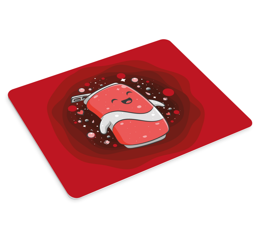 Gaming mouse pad with joyful soda character - TenStickers