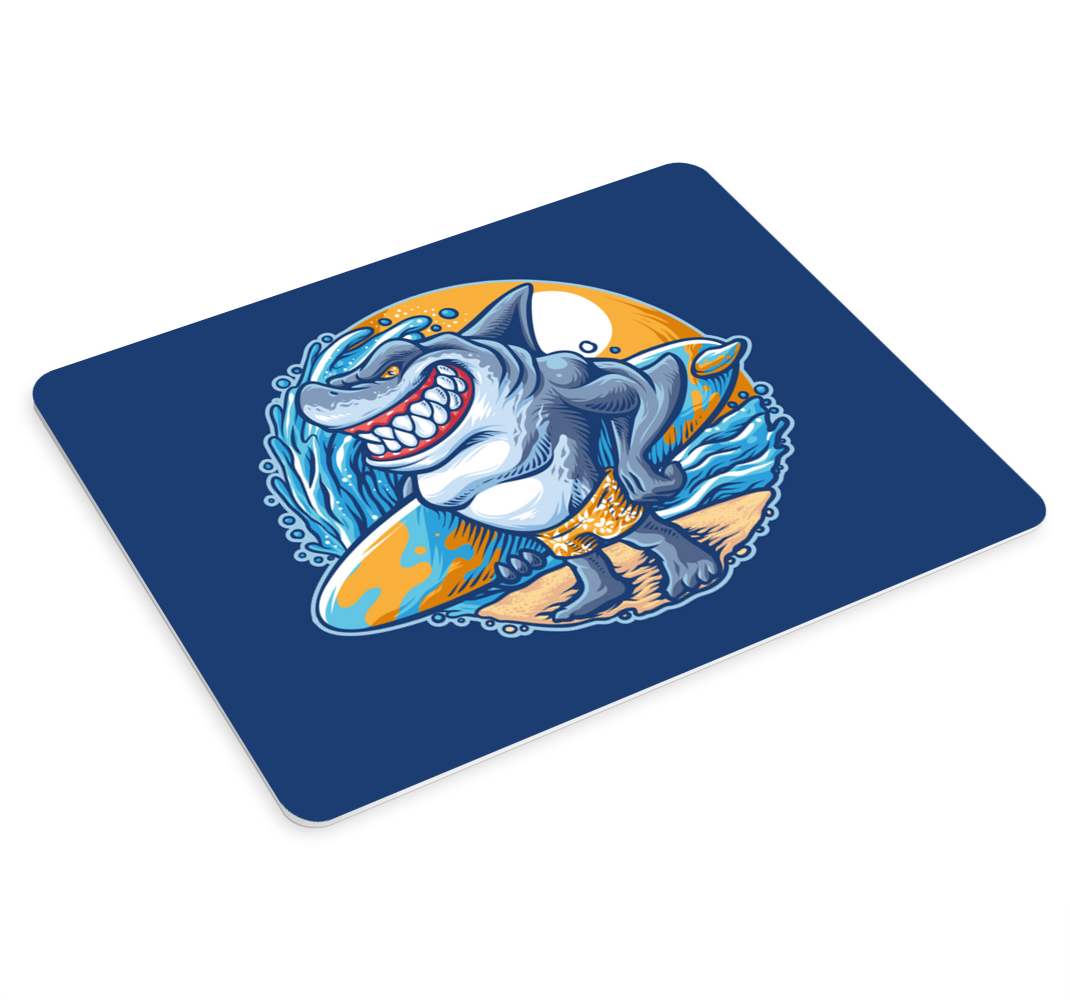 Surfboard shark cartoon  original mouse pad - TenStickers