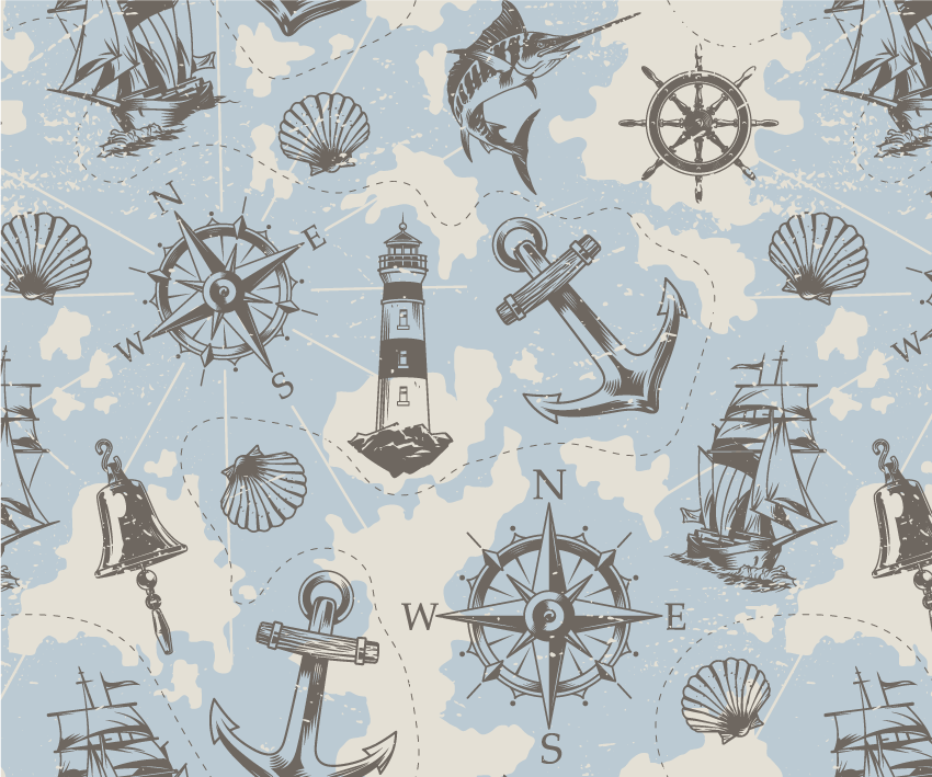 Eski denizcilik desen orijinal fare altlığı - TenStickers
