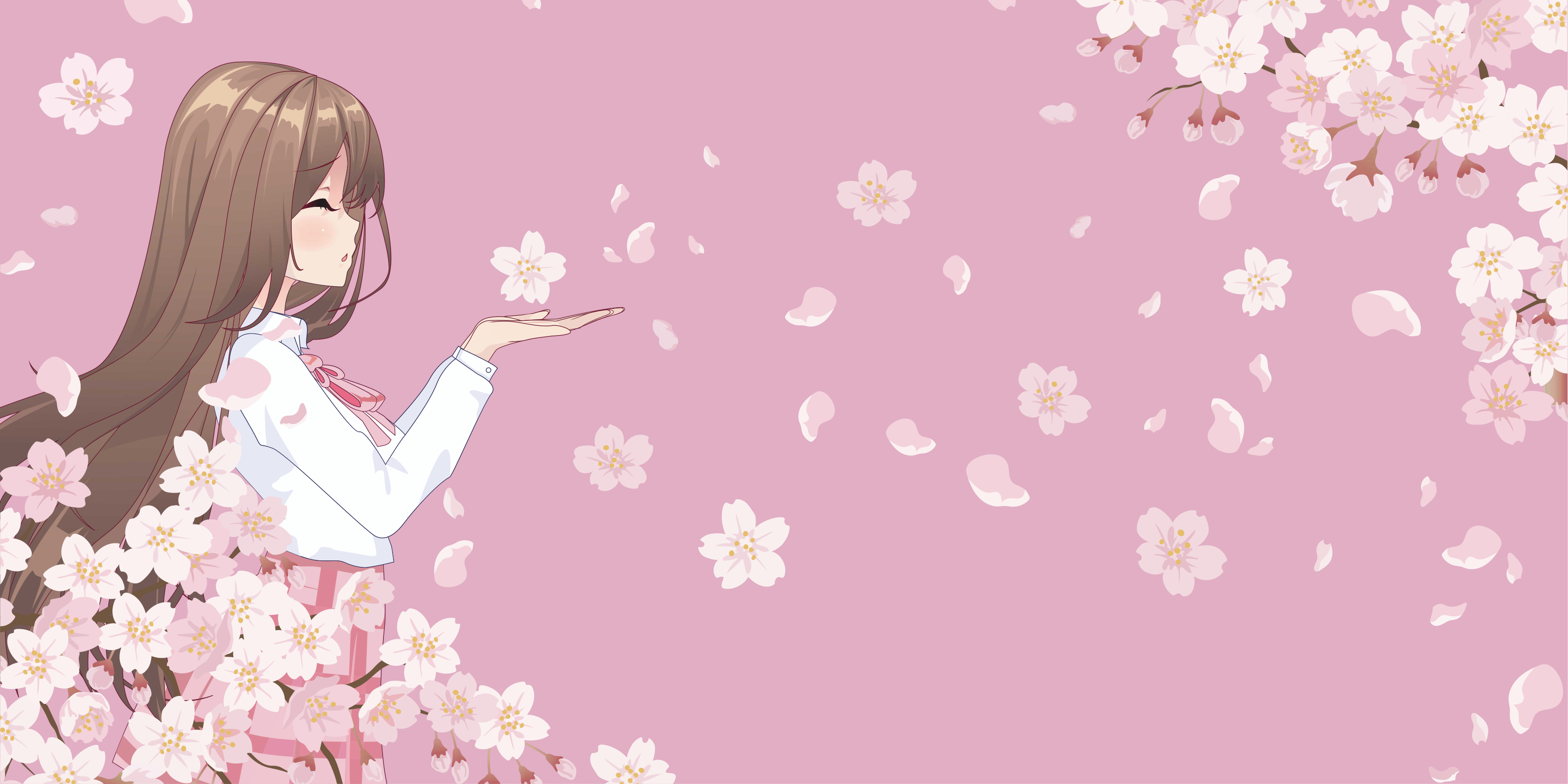 Wallpaper girl sakura flowers anime art pink hd picture image