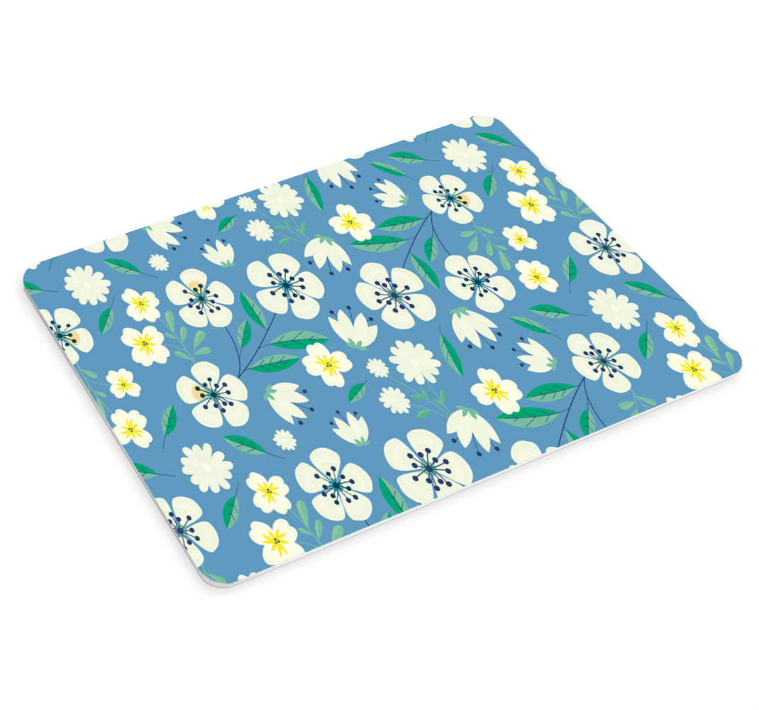 μπλε λουλούδια floral mousepad - TenStickers