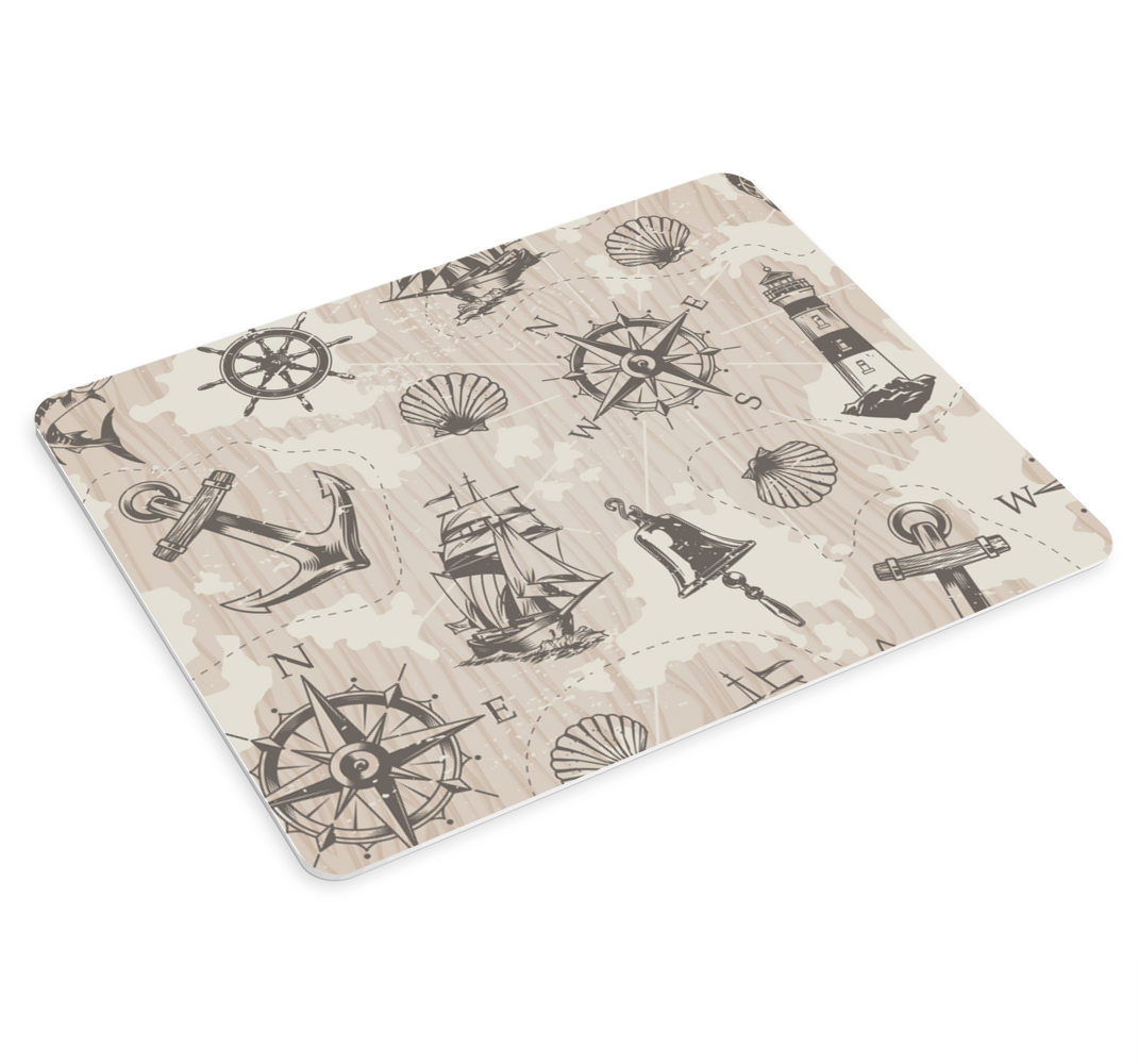 Mousepad weltkarte nautische abenteuer elemente - TenStickers