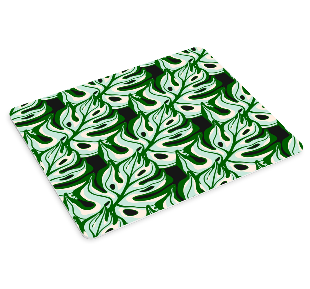 Svart och grönt stänkande floramönster musmatta - Tenstickers