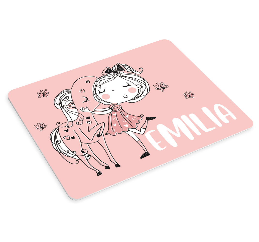 Muismat met naam Prinses met haar paard - TenStickers