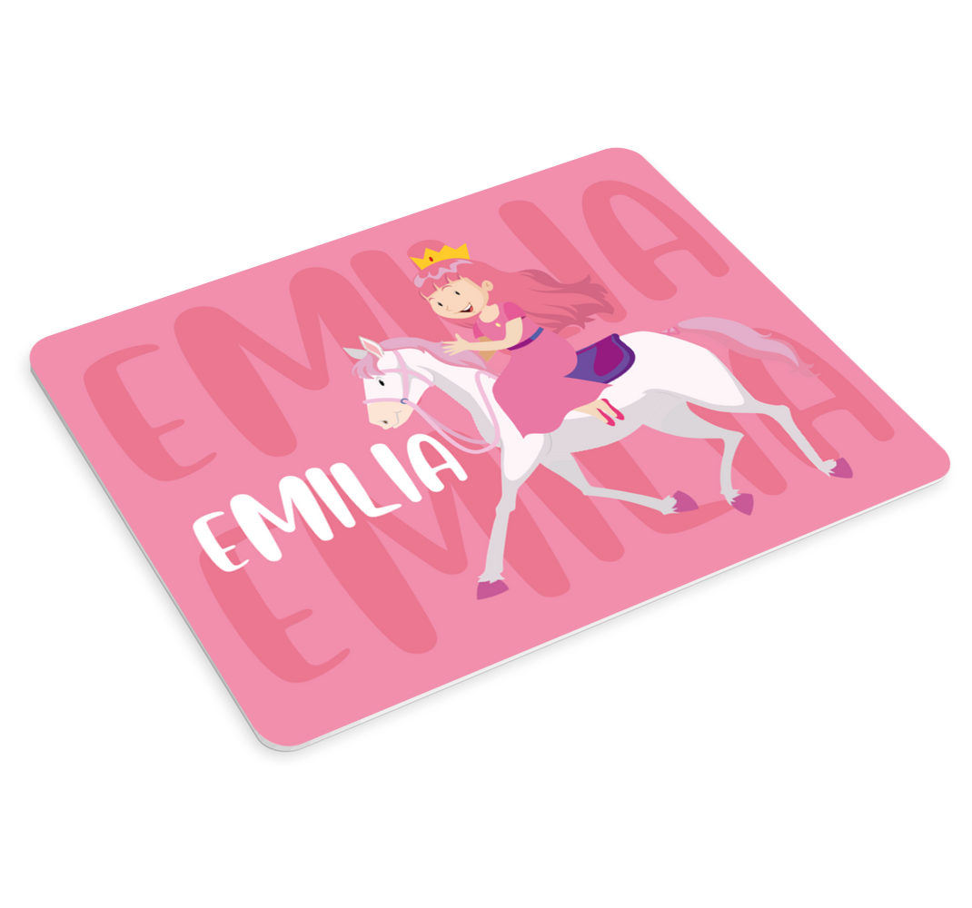 Mauspad mit namen prinzessin reitendes einhorn - TenStickers