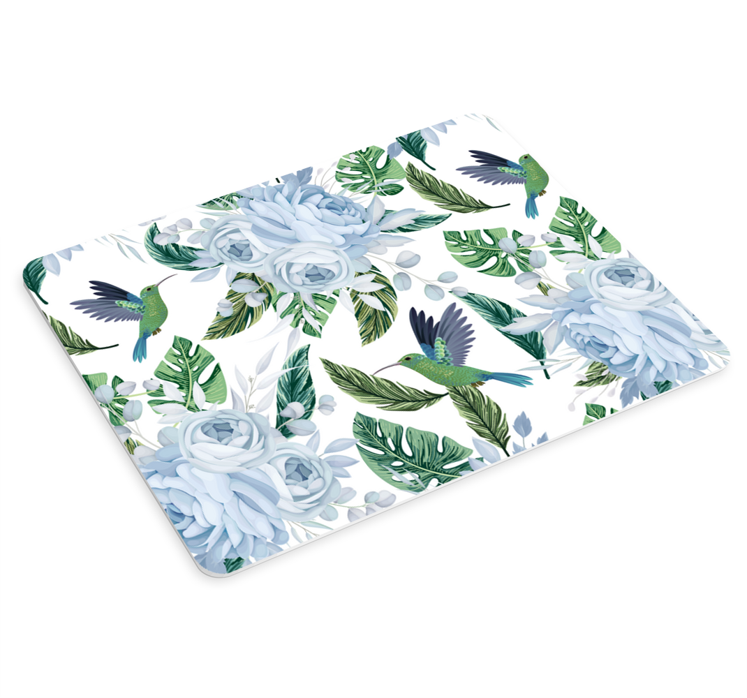 Modre vrtne rože s ptičjo podlogo za miško - TenStickers