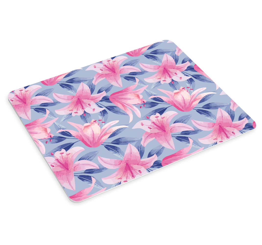 Tapis de souris roses violet fleurs aquarelle - TenStickers