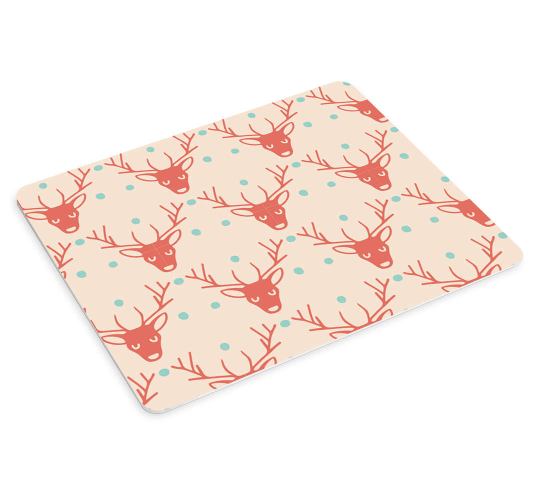 Rødt reinsdyr mønster Jul musematte - Tenstickers
