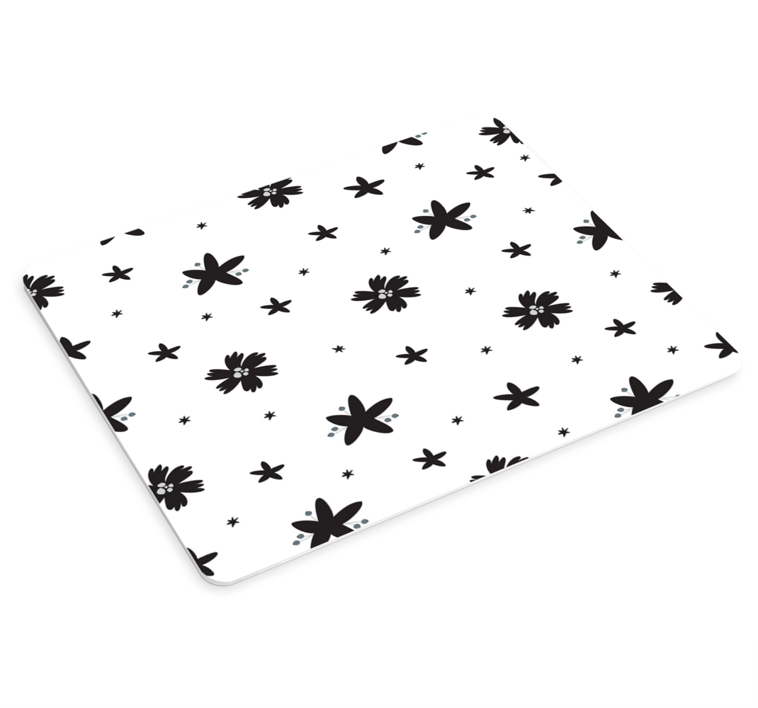 Mustavalkoisella musteella kukkakuvio kuvio hiirimatto - Tenstickers