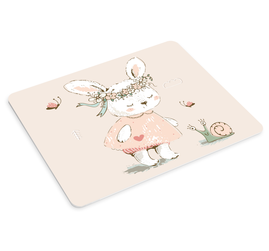 Bunny with flowers blue 80's pattern mouse pad - TenStickers