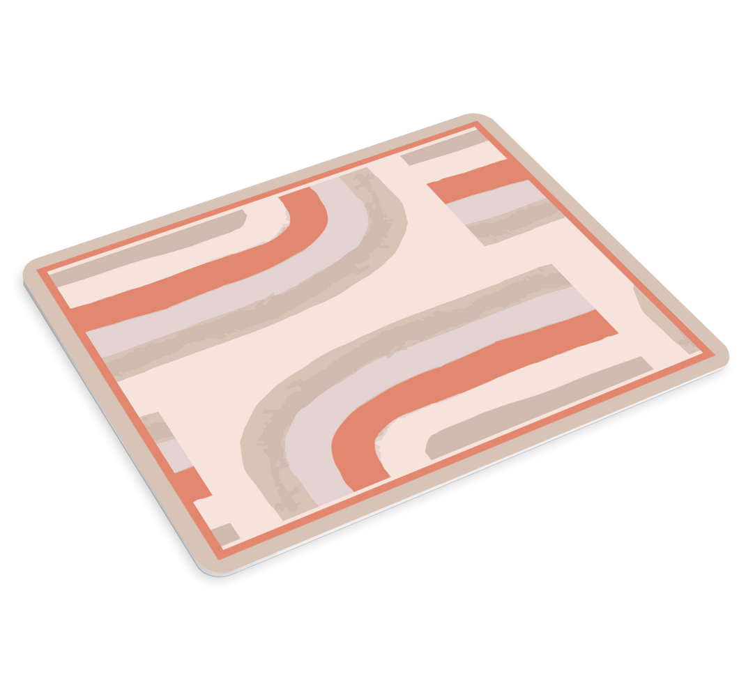 Rosa regnbåge kurvor abstrakt design musmatta - Tenstickers