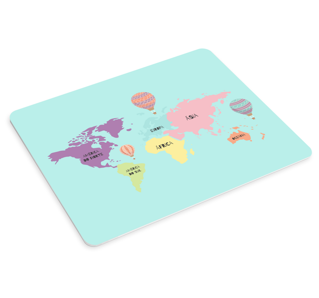 Mouse pad mapa mundo design nórdico com balões de ar pt - TenStickers