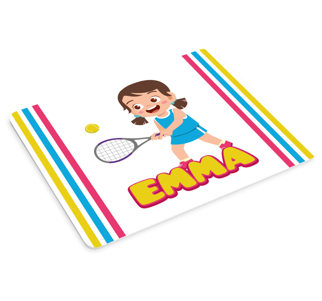 Girl tennis player with name mouse mat - TenStickers