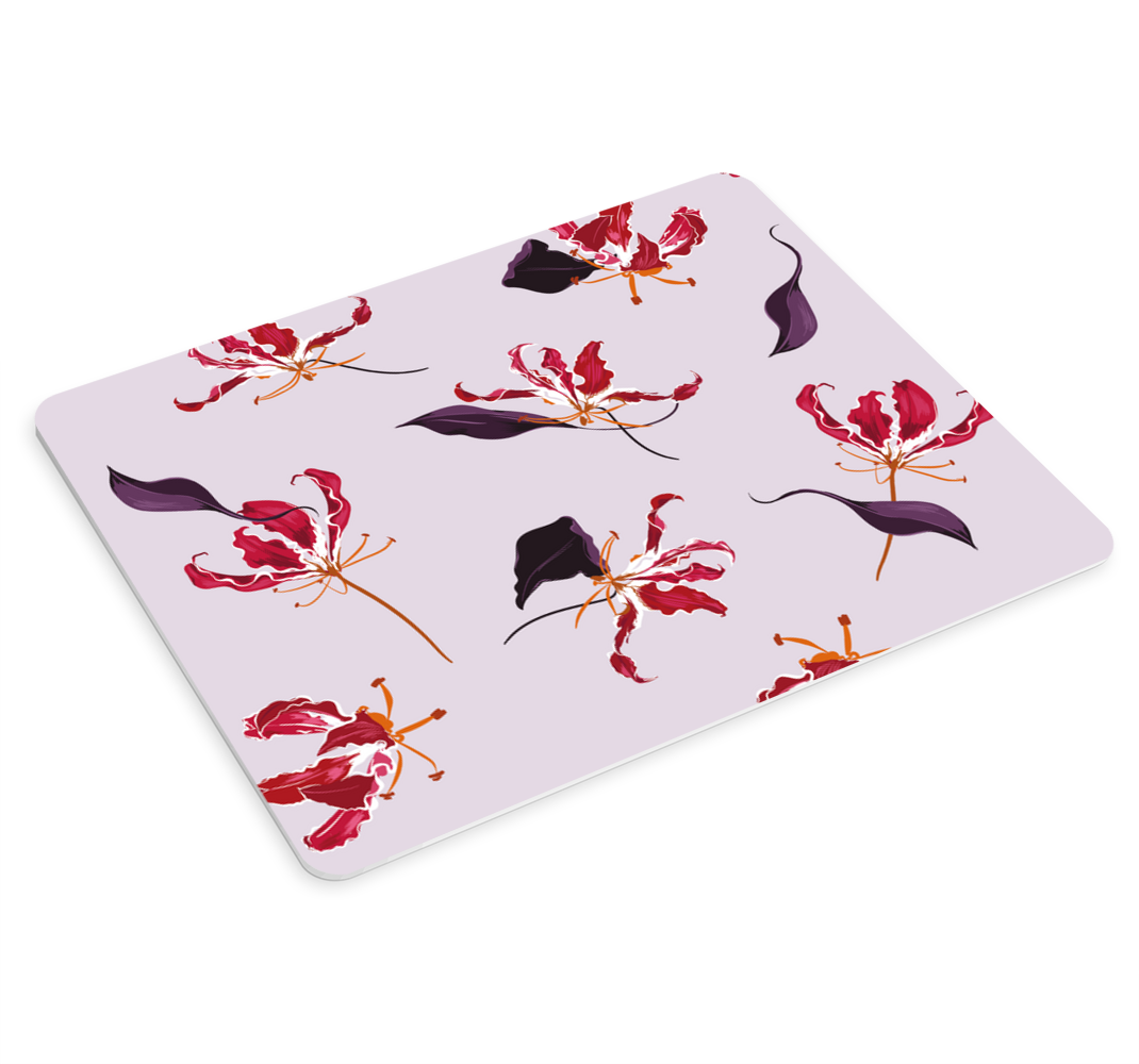Hand drawn red lily floral design mouse pad - TenStickers