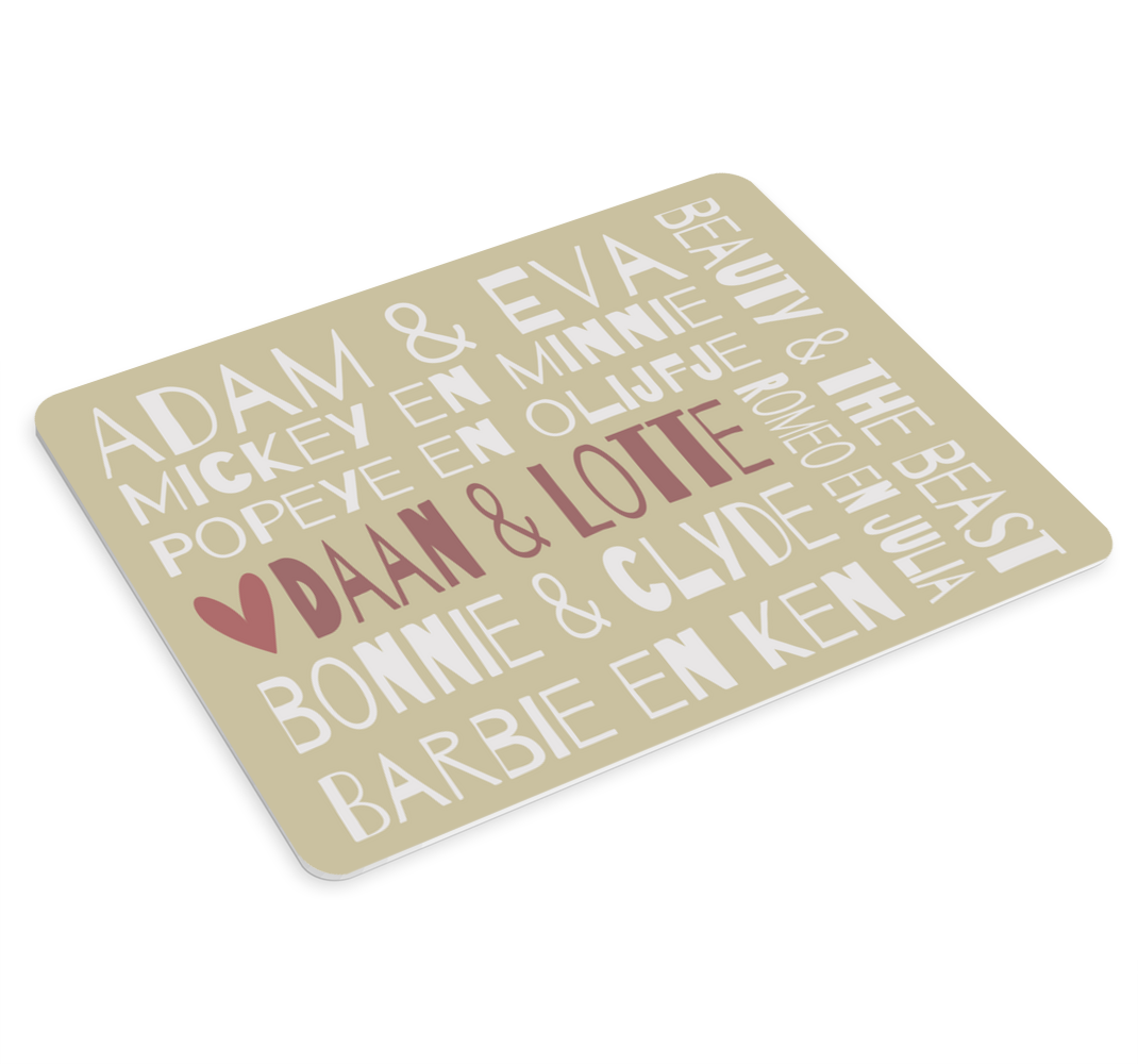 Muismat met naam beroemde liefde - TenStickers