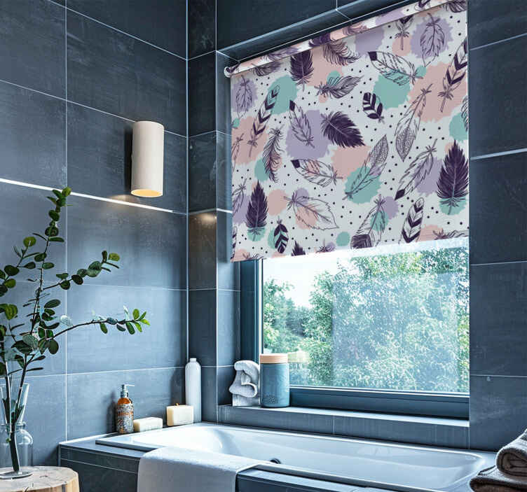 Boho feathers pattern bathroom roller blind - TenStickers