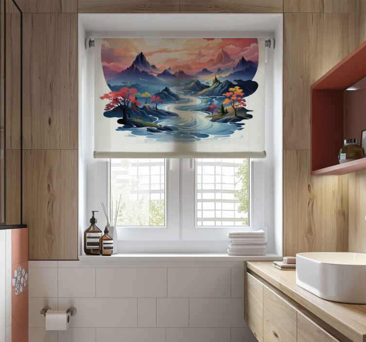 Persiana enrollable para baño patrón zen colorido - TenVinilo