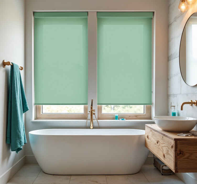 Water green bathroom blind