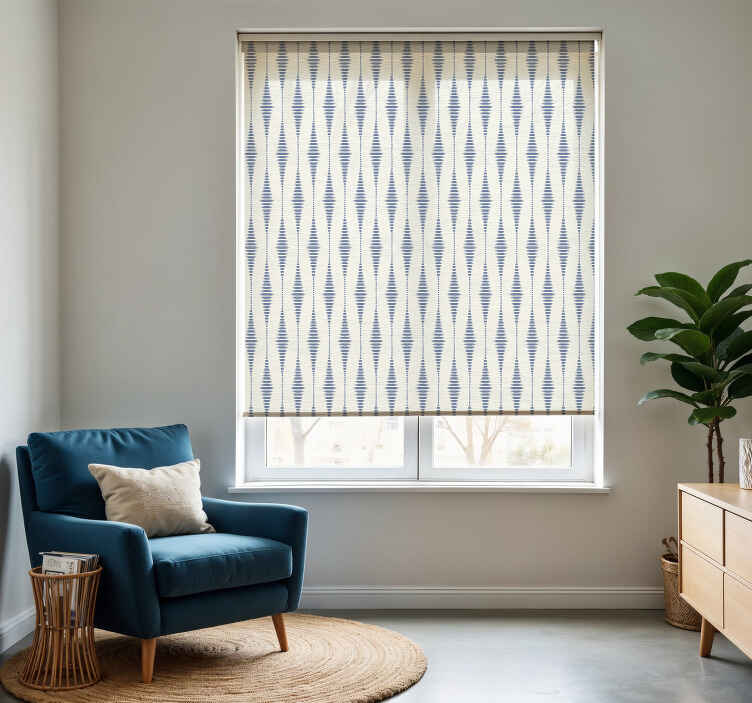 Store enrouleur salon rabaul ikat bleu et beige - TenStickers