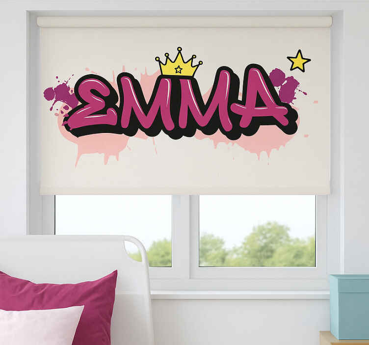Persiana enrollable infantil grafiti personalizado rosa - TenVinilo