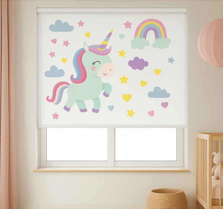 ブラインド 子供部屋 カラフルなユニコーンのデザイン - TENSTICKERS
