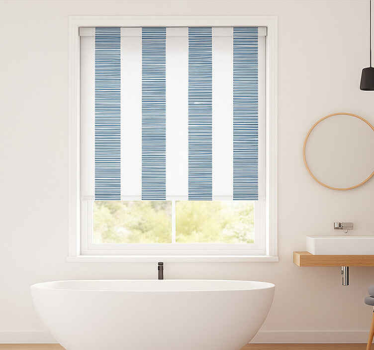 ceramica righe blu kylpyhuoneen rullaverho - Tenstickers