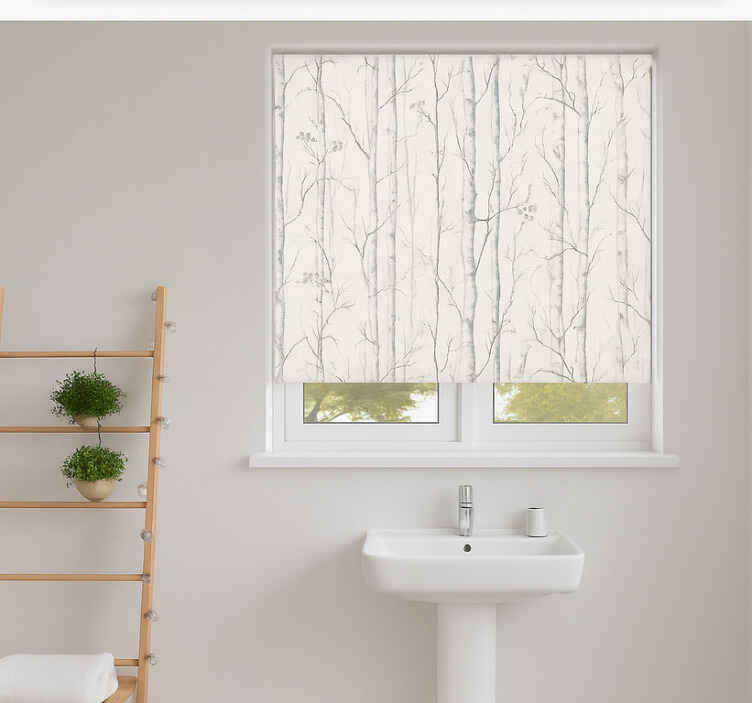 Store enrouleur salle de bain motif bouleau suédois - TenStickers