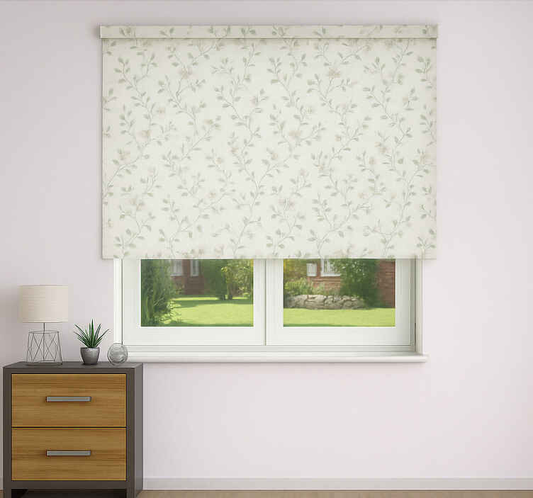 Cortina roller habitación matrimonio delicado floral vintage - TenVinilo