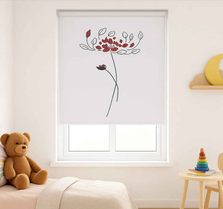 Store enrouleur pour chambre enfant croquis botanique minimaliste - TenStickers