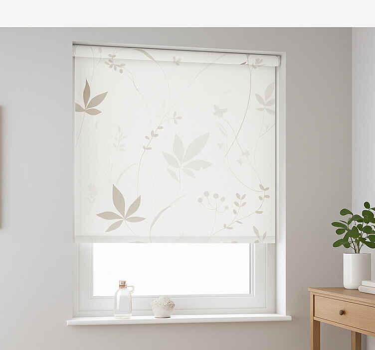 Cortina roller pasillo patrón floral minimalista - TenVinilo