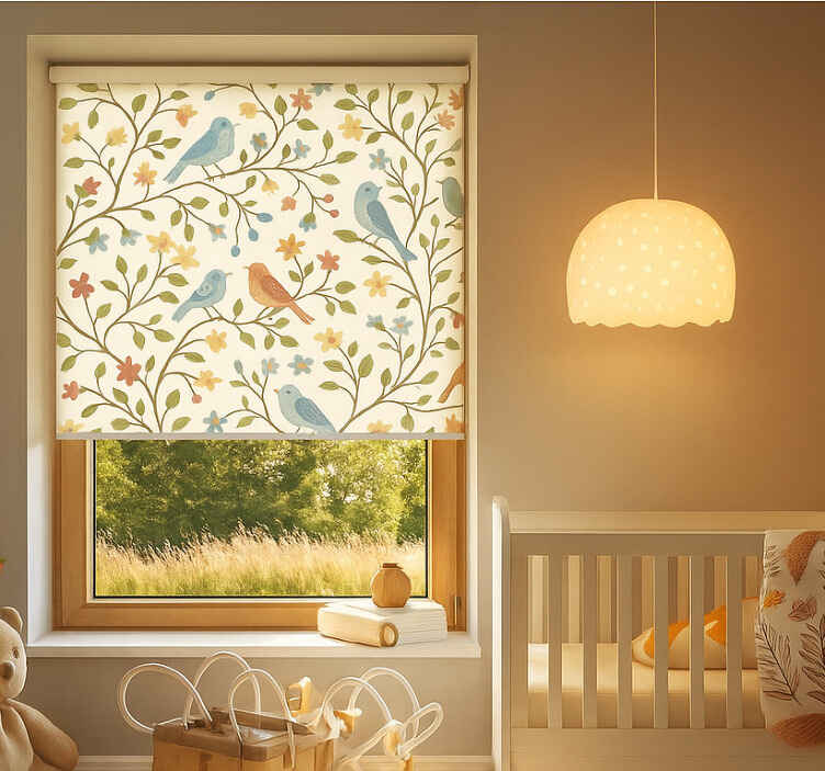 Store enrouleur salon oiseau et branche colorés - TenStickers