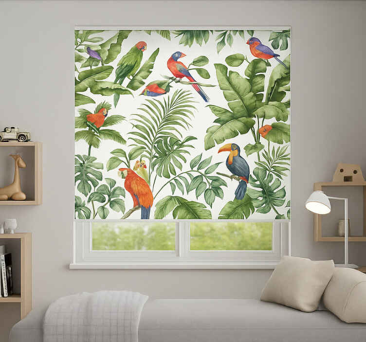 Store enrouleur salon imprimé oiseau tropical - TenStickers