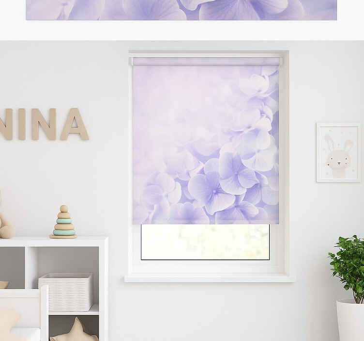 Persiana enrollable infantil hortensias suaves y brumosas - TenVinilo