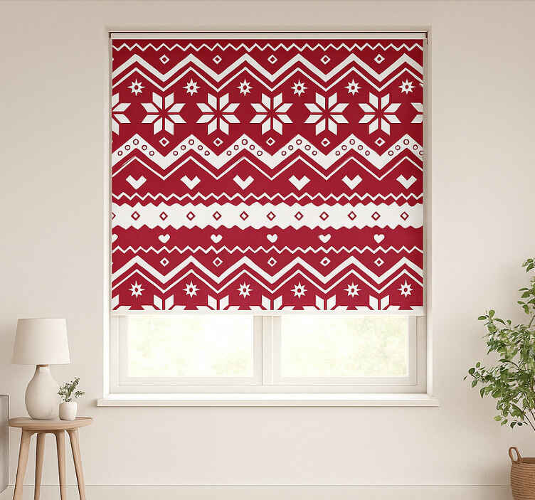 Röd och vit jul Rullgardin vardagsrum - Tenstickers