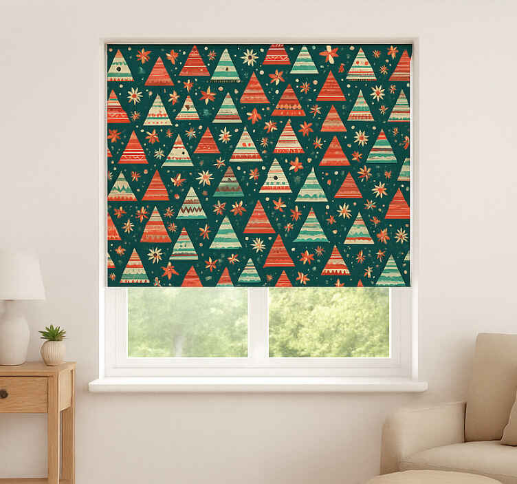 Rode en groene kerst rolgordijn woonkamer - TenStickers