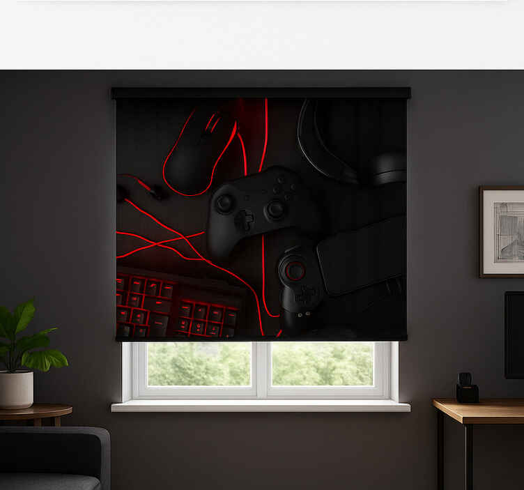 Black red gamers setup blind geek - TenStickers