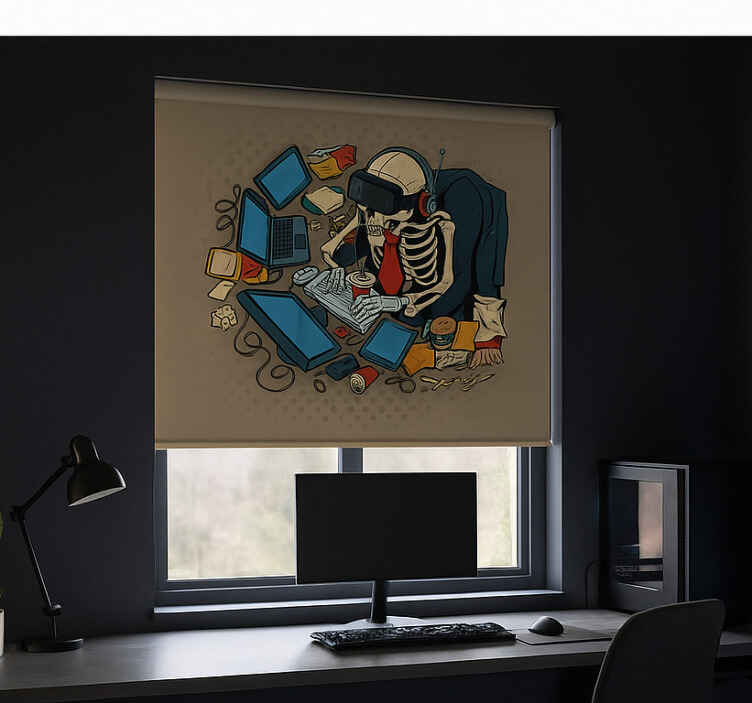 Skeleton vintage gamer gamer roller blind - TenStickers