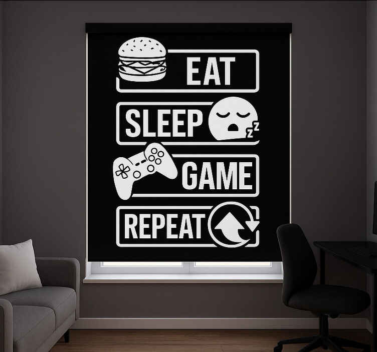 Ye uyu oyununu tekrarla geek desenli stor perde - TenStickers