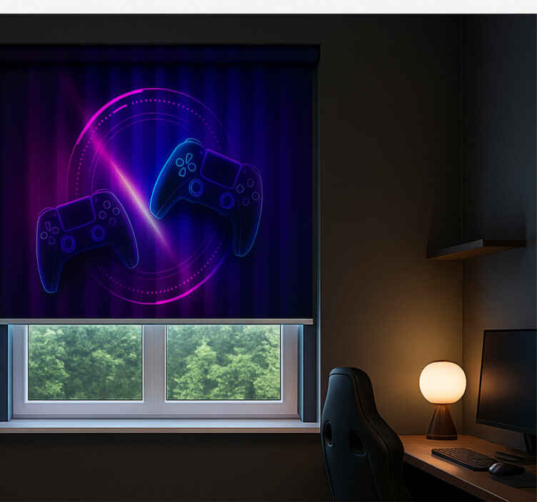 Neon clash -peliohjaimet nörtti-tyylinen rullaverho - Tenstickers