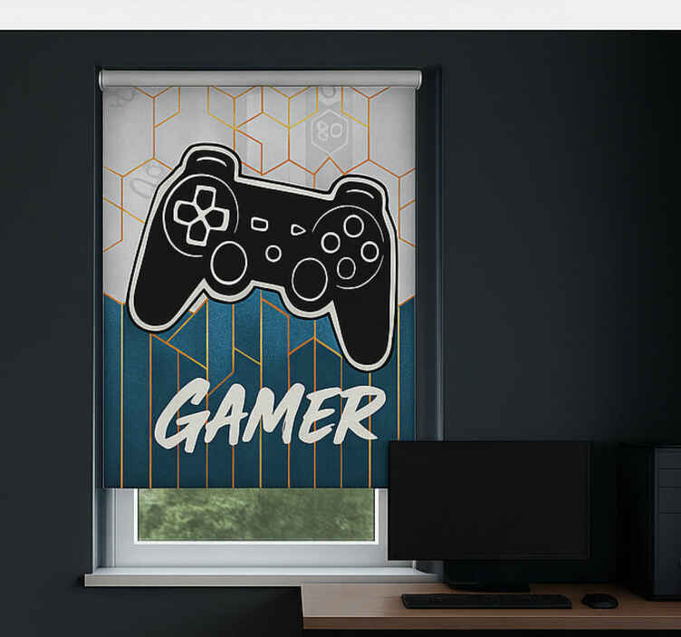 Hexagon Gamer design geek roller blind - TenStickers