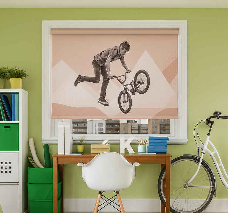 Persiana enrollable juvenil acción acrobática de bmx - TenVinilo