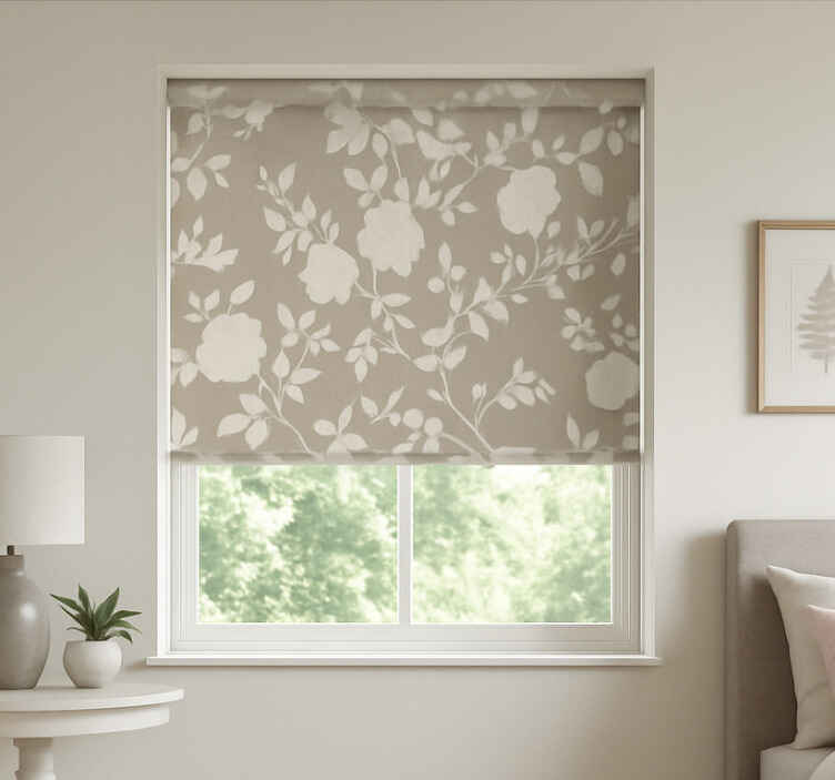 Persiana enrollable juvenil elegantes flores beige - TenVinilo